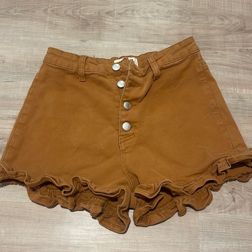 Rust orange high rise shorts